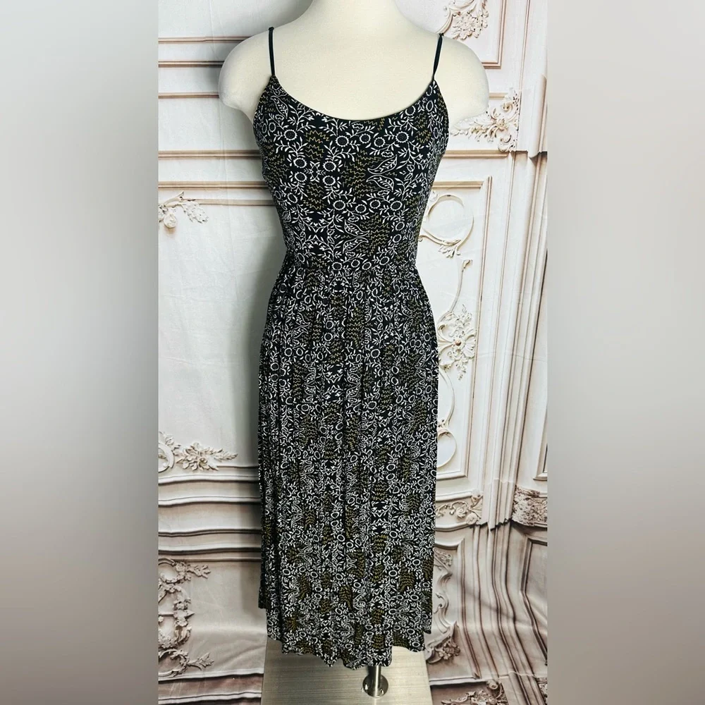 Black Floral Maxi Dress with White Print